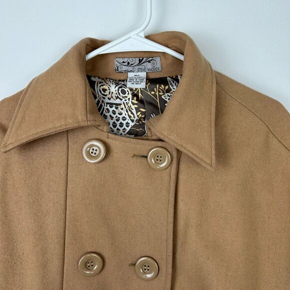 Steve Madden pea coat cape brown camel womens size large quiet luxury short - Picture 4 of 11